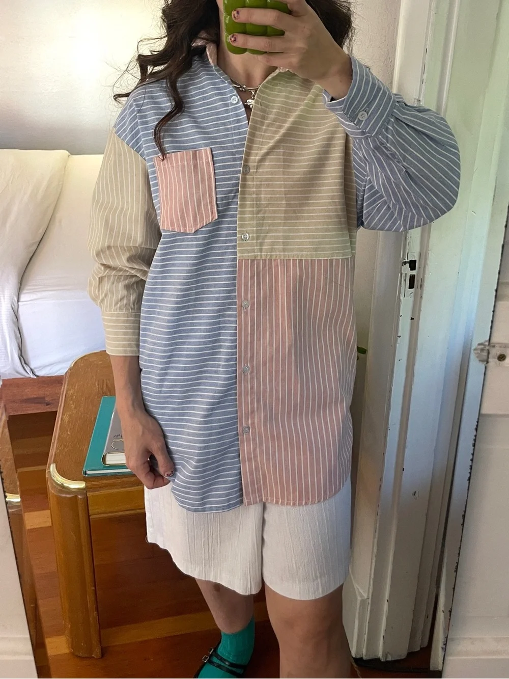 Striped Color Block Button Down - Picture 2 of 7